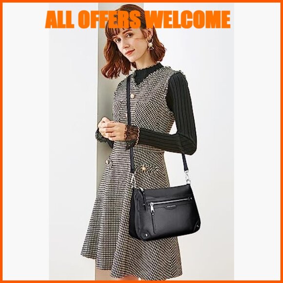 Genuine Leather Crossbody Bag with Multi Pockets Hobo Shoulder Purse - Picture 3 of 7